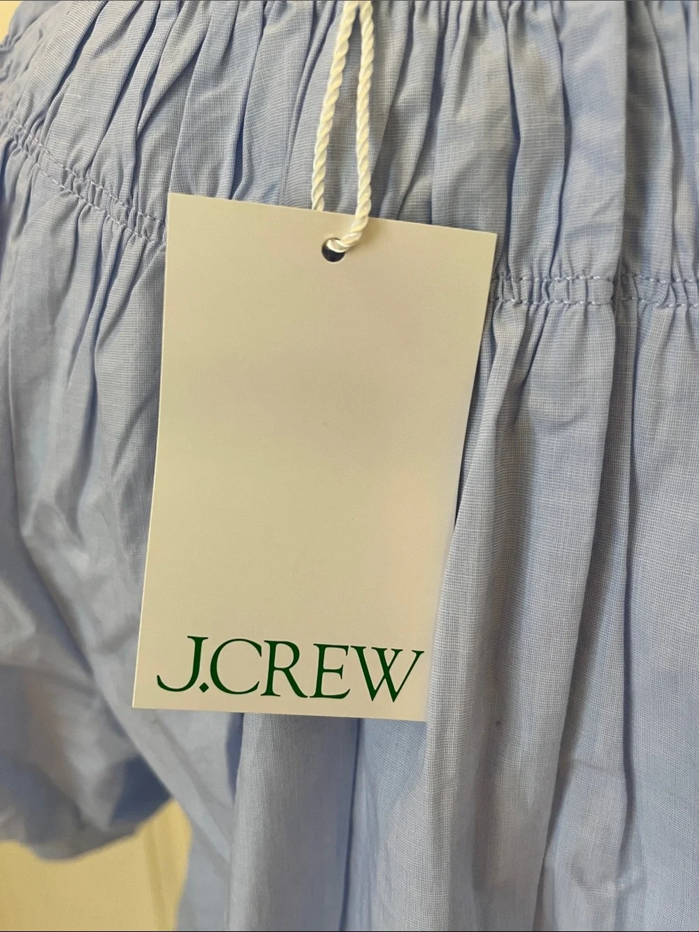 J. Crew Light Blue Smocked Yoke Puff Sleeve Top